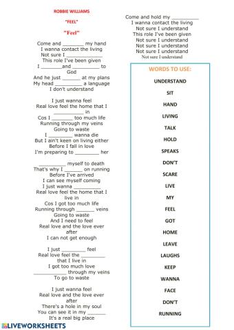 Robbie Williams - Feel (lyrics)