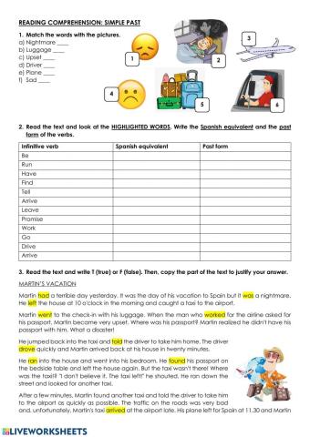 Reading comprehension - Past simple