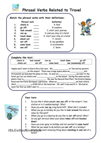 Phrasal Verbs related to Travel