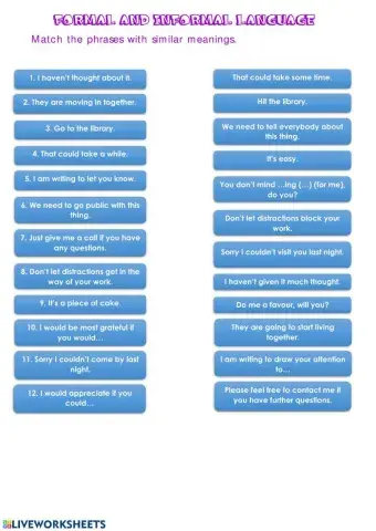 Formal and informal language