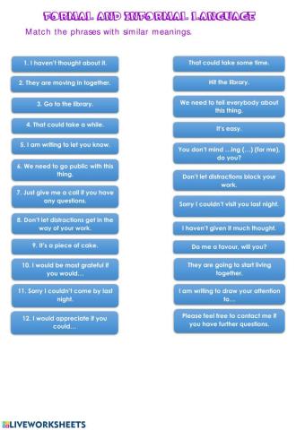 Formal and informal language