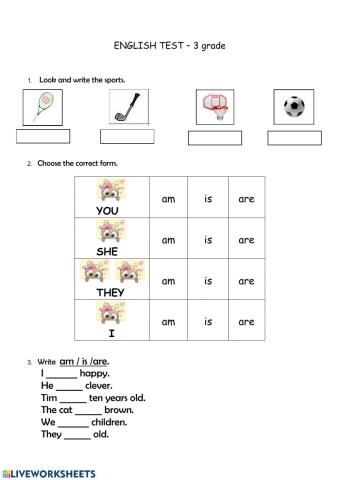 English test - 3 grade