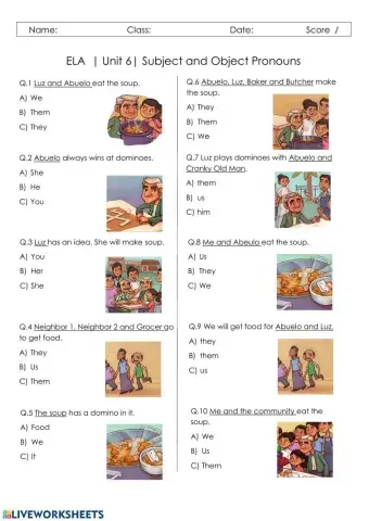 Subject and Object Pronouns