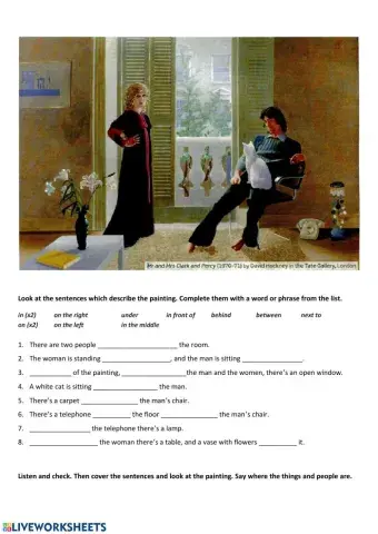 Describing a picture, prepositions of place