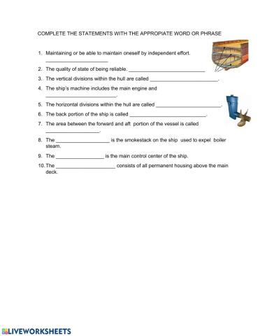 Terms related to the ship design and construction