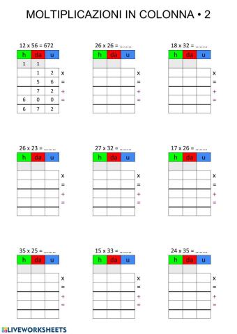 Moltiplicazioni in colonna 2