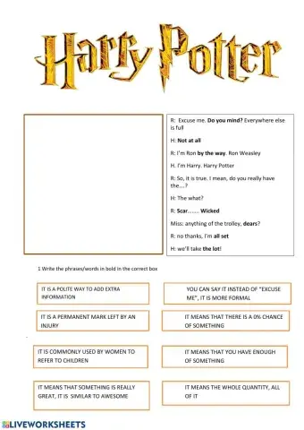 English slangs with Harry Potter
