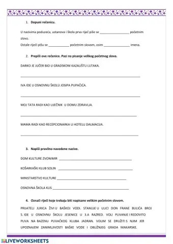 Veliko početno slovo u pisanju naziva ustanova, poduzeća i škola