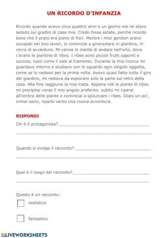 Un ricordo d'infanzia