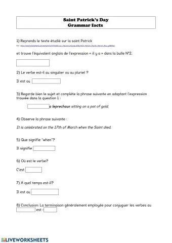 Saint Patrick's Day Grammar FActs