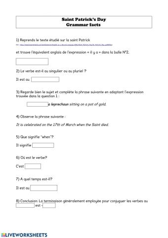 Saint Patrick's Day Grammar FActs