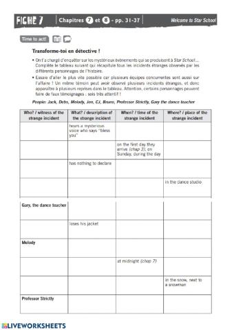 Fiche 5: Welcome to Star School