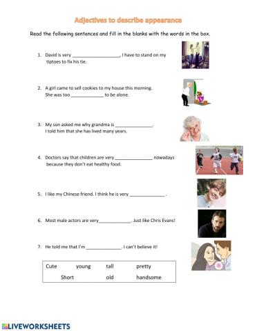 Adjectives to  describe people's appearance