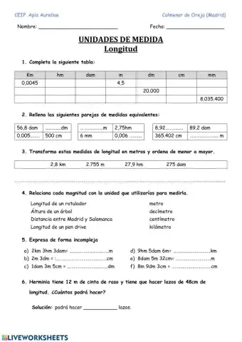 Ejercicios de longitud
