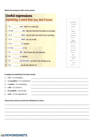 Useful expressions to explain unknown words