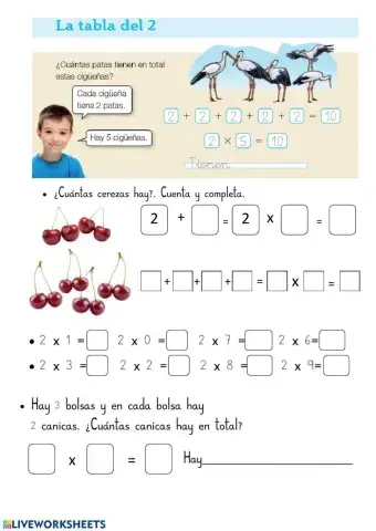 Tabla del 2 ejercicios libro