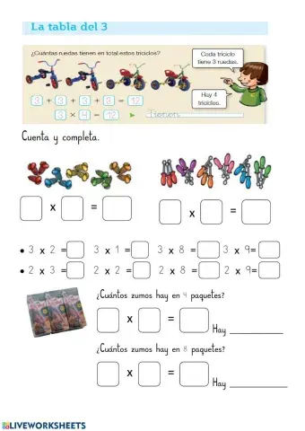 tabla del 3 ejercicios libro