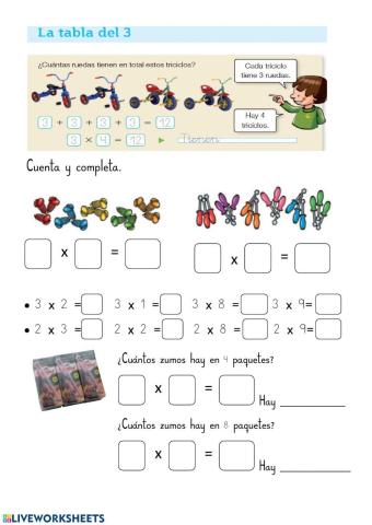 tabla del 3 ejercicios libro