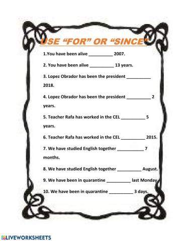 Present Perfect - FOR vs SINCE