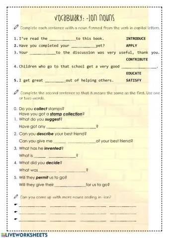 Nouns ending in -ion