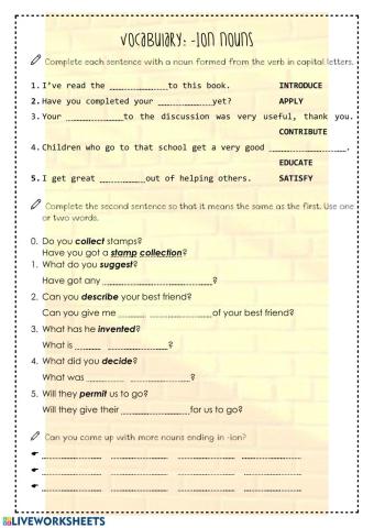 Nouns ending in -ion
