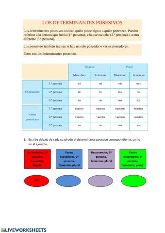 Los determinantes posesivos