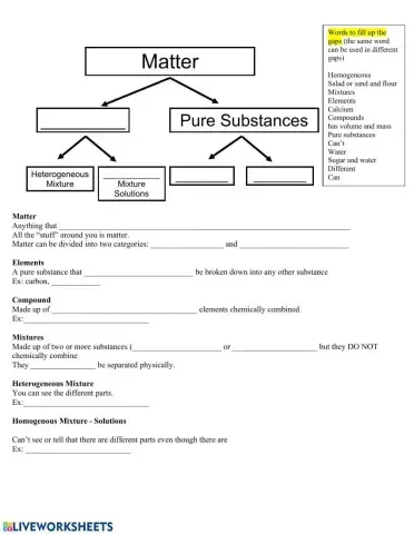 Pure substances and mixtures