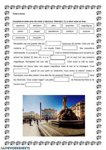 Texte à trous - Montpellier