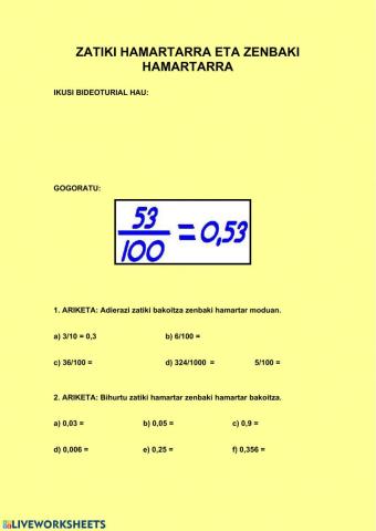 Zatiki hamartarra eta zenbaki hamartarra