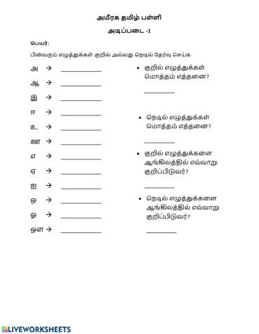 Tamil Vowels -குறில் அல்லது நெடில்
