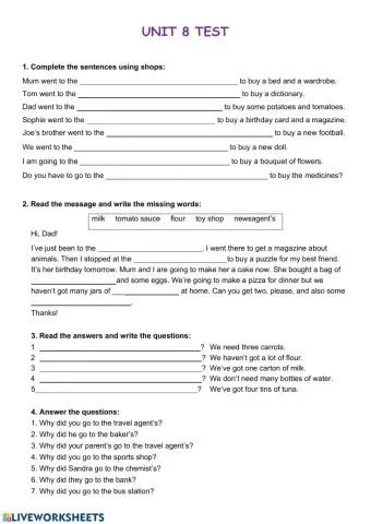 Shops and infinitive of purpose