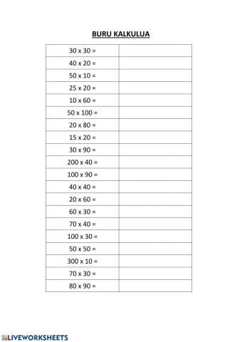 Buru kalkulua (biderketak)