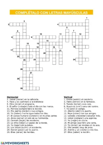 Crucigrama Verbos