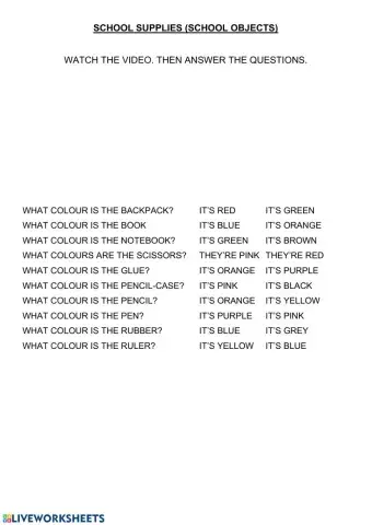 School supplies-School objects