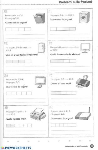 Problemi sulle frazioni
