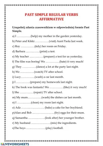 Past Simple affirmative regular verbs