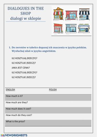 Dialogues in the shop
