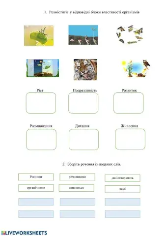 Властивості організмів