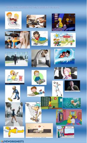 Match the verb with the corresponding picture