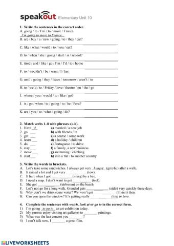 Revision Unit 10 - Speakout Elementary