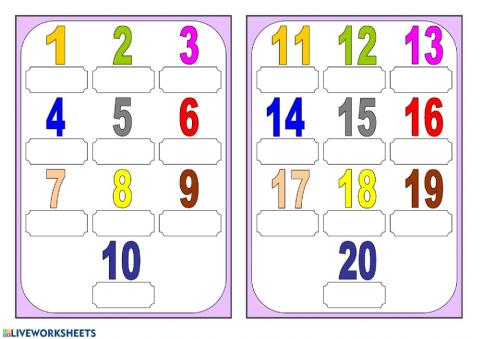 Numbers 1 to 20