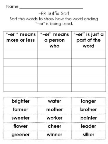 Suffix -er practice