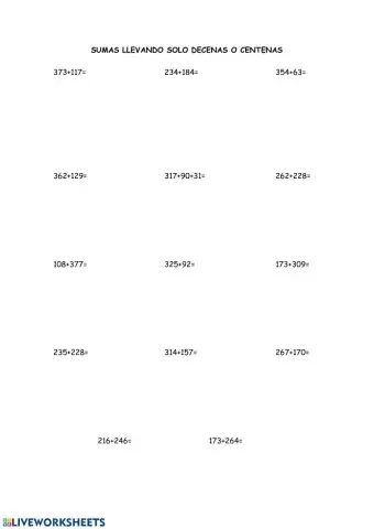 Sumas con llevadas