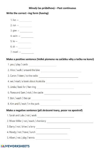 Past continuous exercises