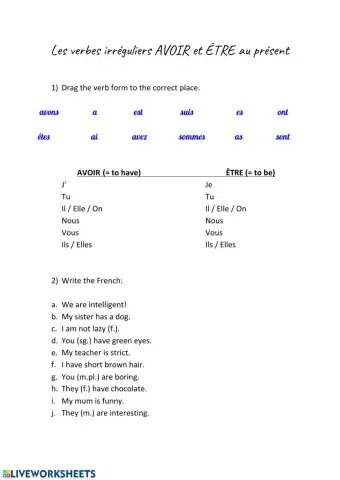 Être - avoir present tense
