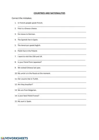 Countries and Nationalities