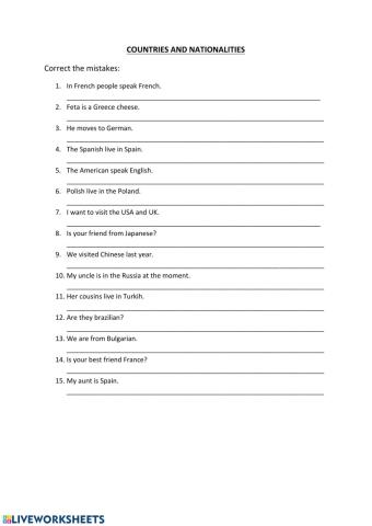 Countries and Nationalities