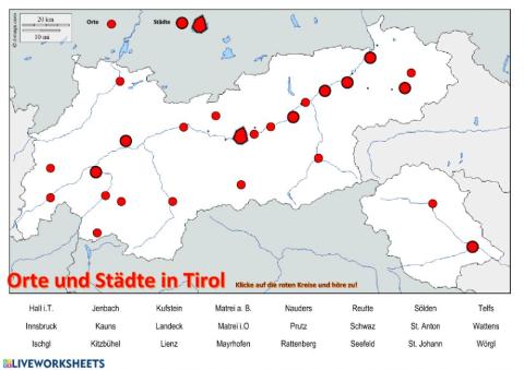 Orte und Städte in Tirol (Lernen)