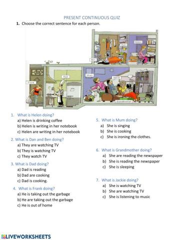 Present continuous quiz