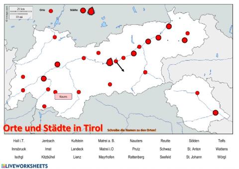 Orte und Städte in Tirol (Write)